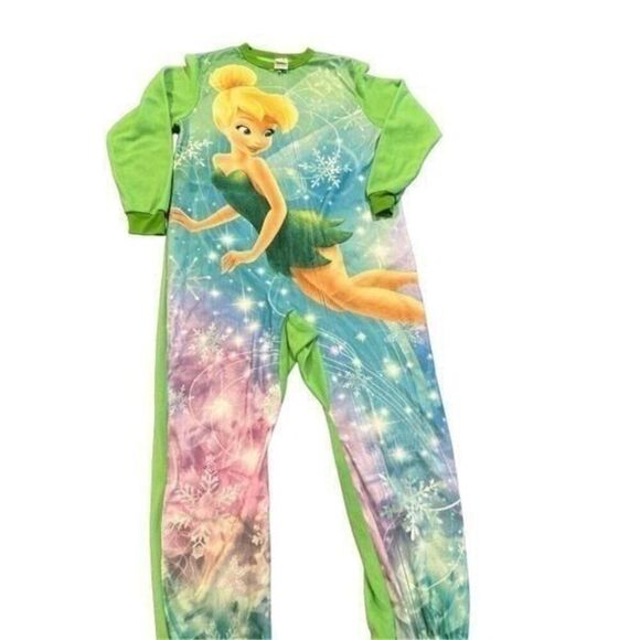 Disney Fairies Tinkerbell Footed Blanket Sleeper Pajamas Pjs Green Large - Picture 3 of 10